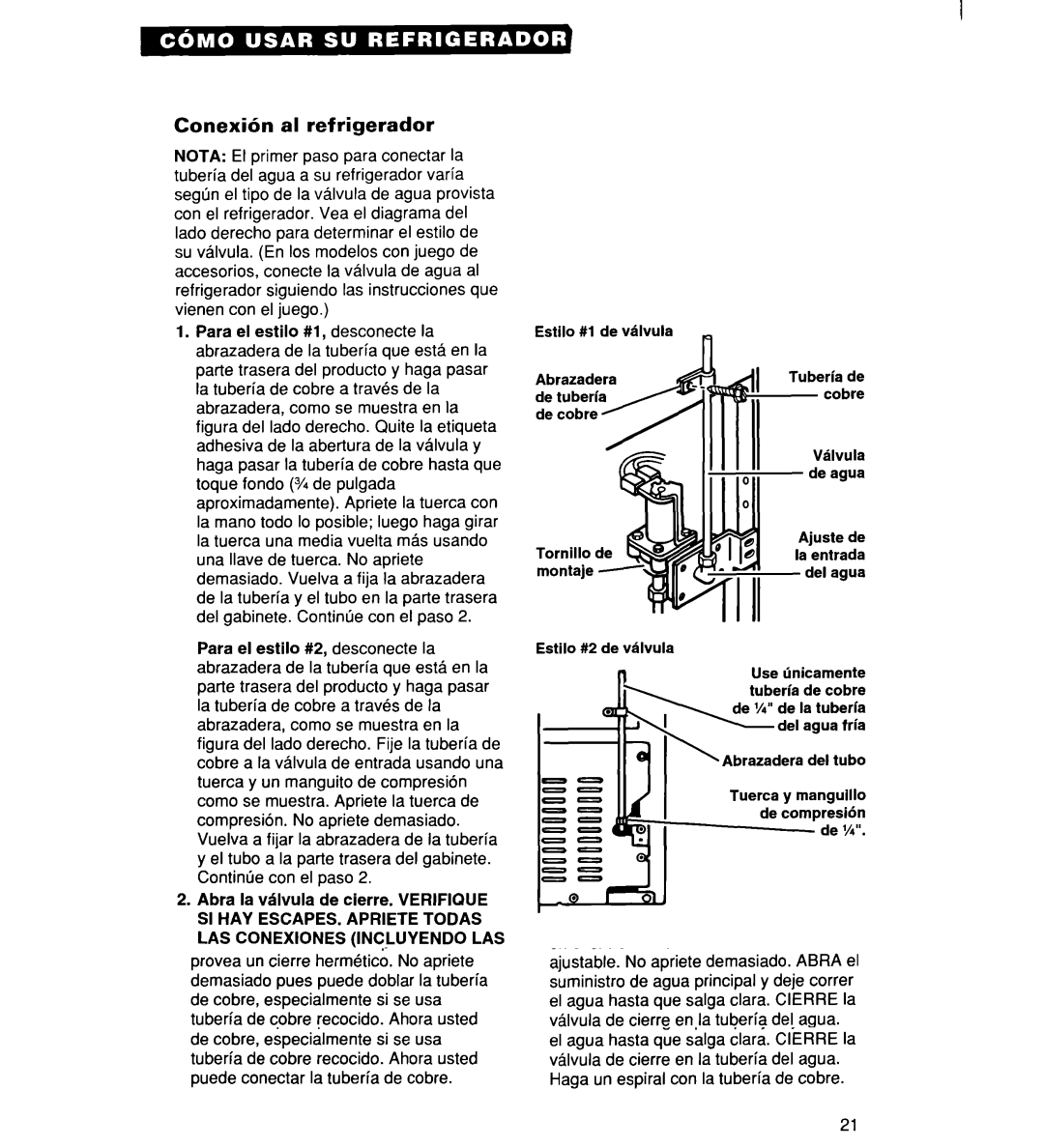 Whirlpool 2194182 warranty Conexibn al ref rigerador 