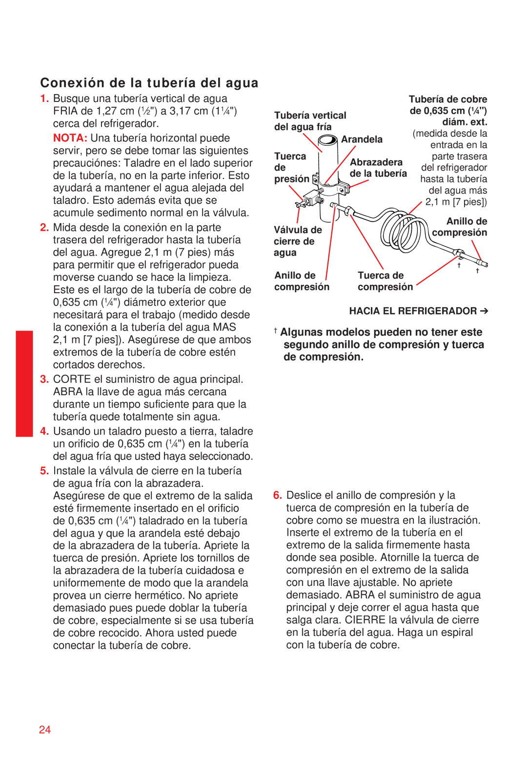 Whirlpool 2195258 manual Conexión de la tubería del agua 