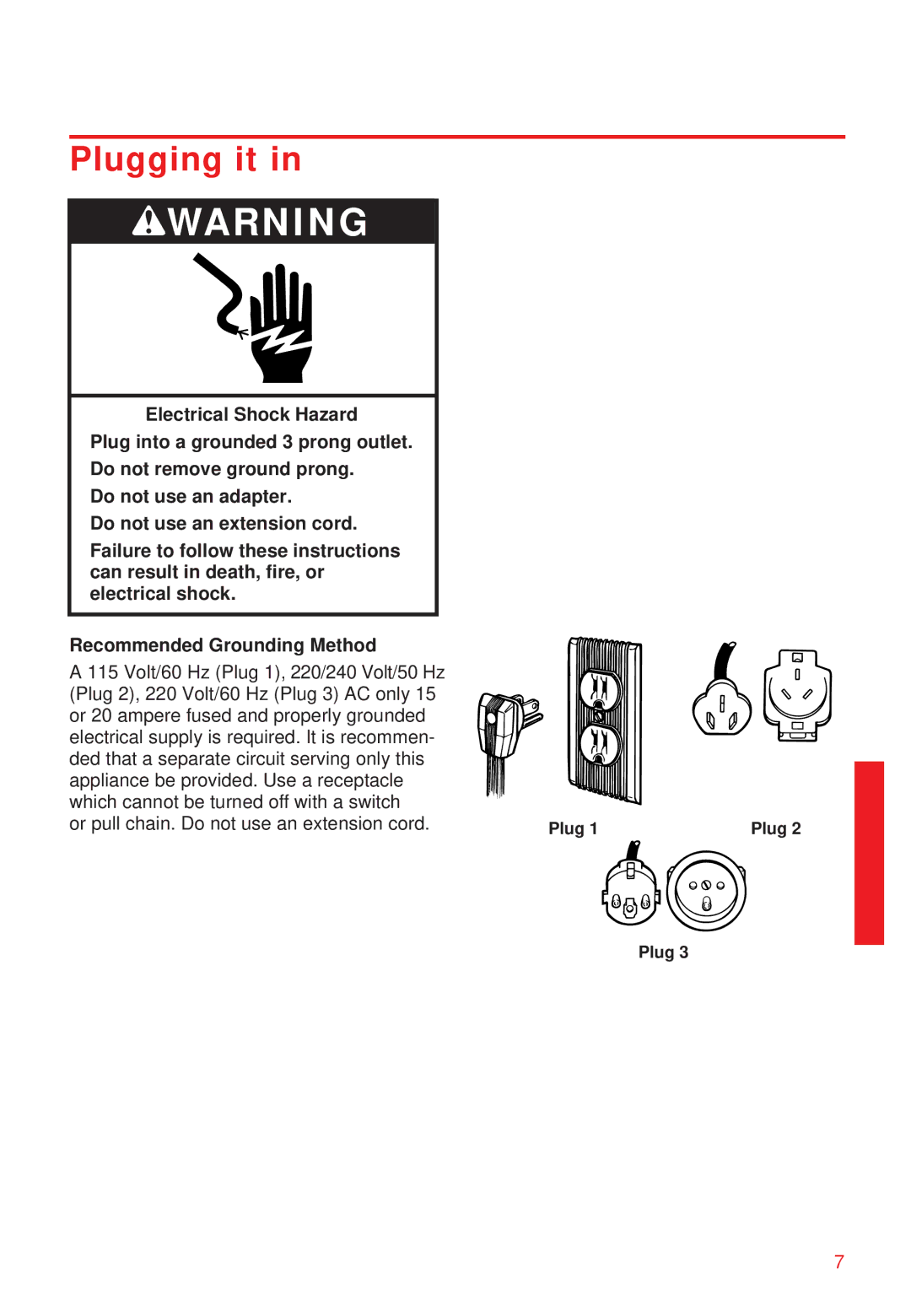 Whirlpool 2195258 manual Plugging it 