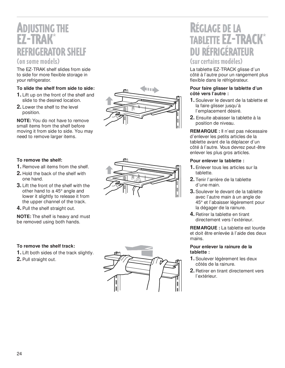 Whirlpool 2199009 manual Adjusting, Refrigerator Shelf 