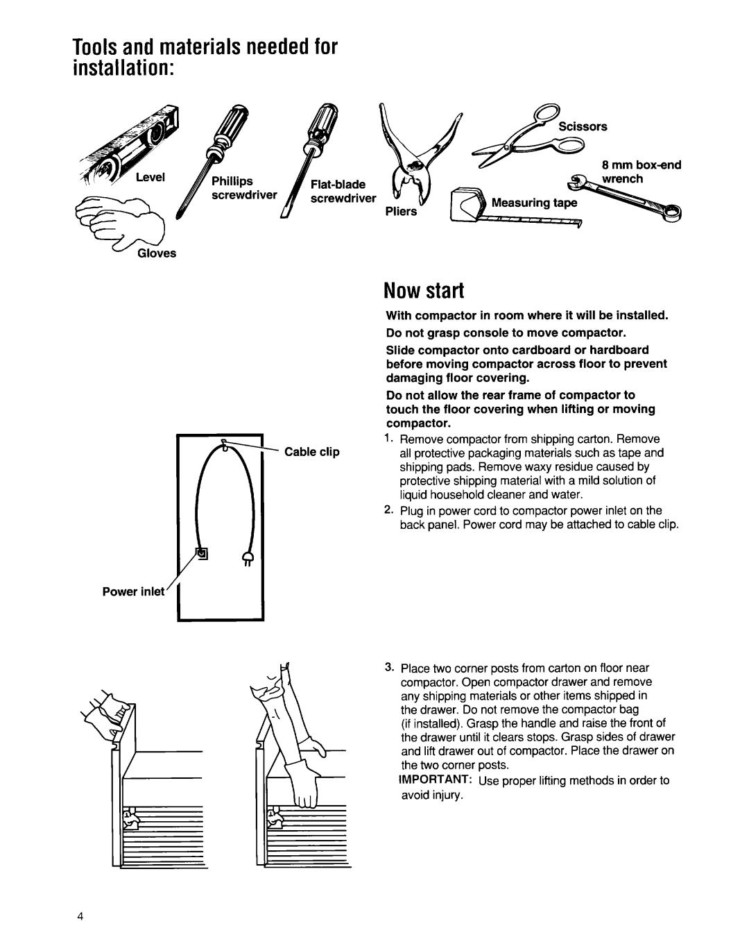 Whirlpool 50-Hz Models, 220-240~volt manual Toolsand materials neededfor installation, Nowstart 