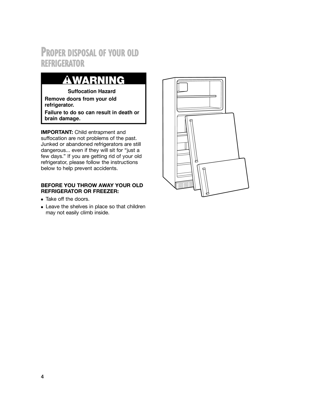 Whirlpool 2201959 manual Wwarning 