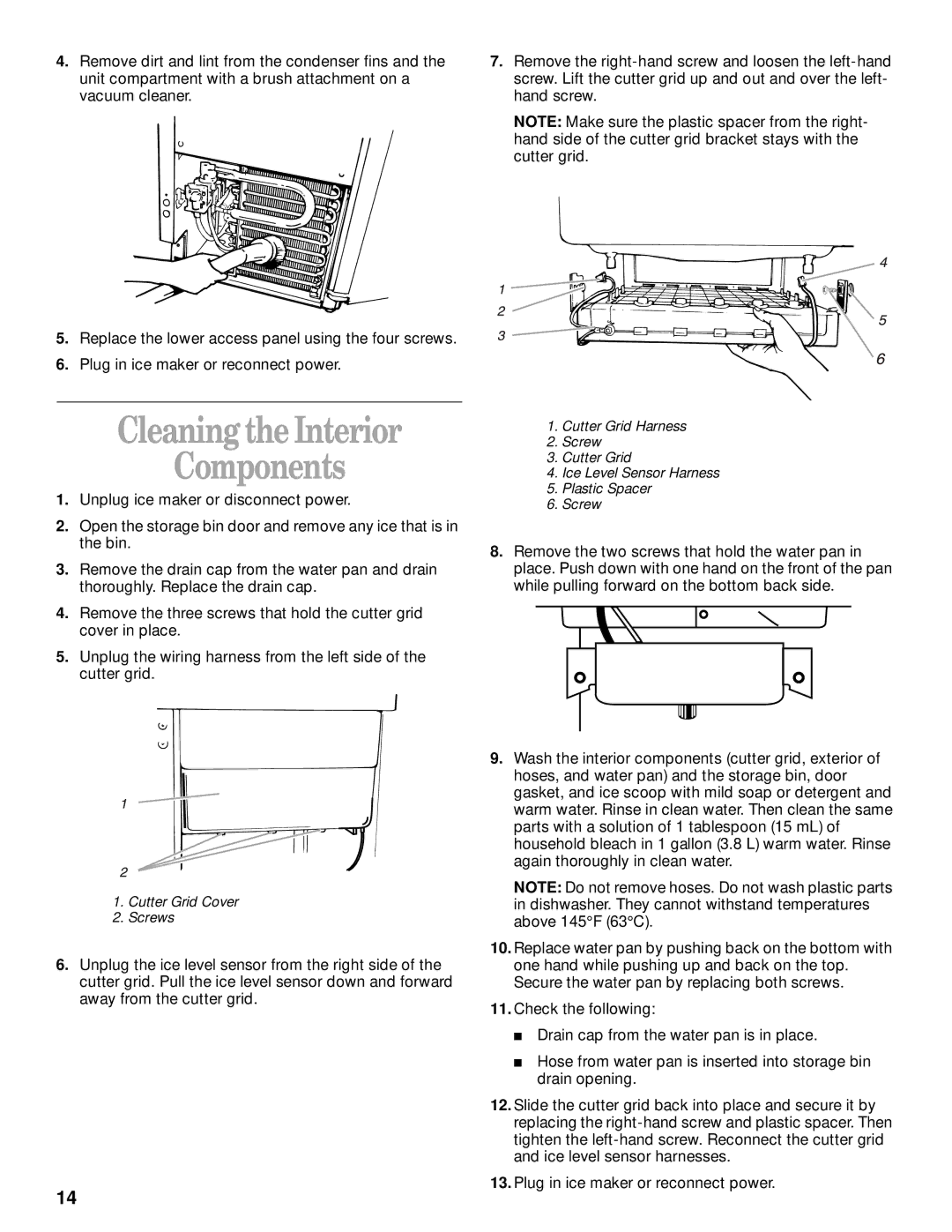 Whirlpool 2208357 manual Cleaningthe Interior Components 