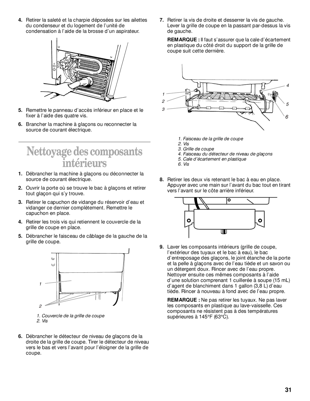 Whirlpool 2208357 manual Nettoyage descomposants Intérieurs 