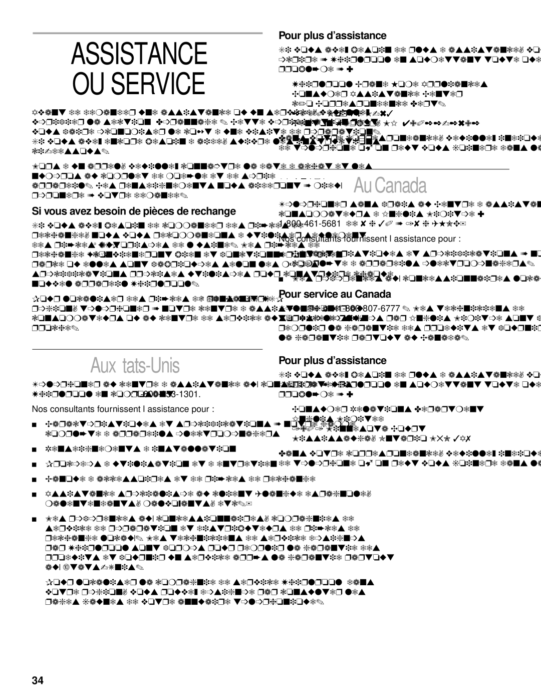 Whirlpool 2208357 manual Assistance OU Service, AuCanada, AuxÉtats-Unis 