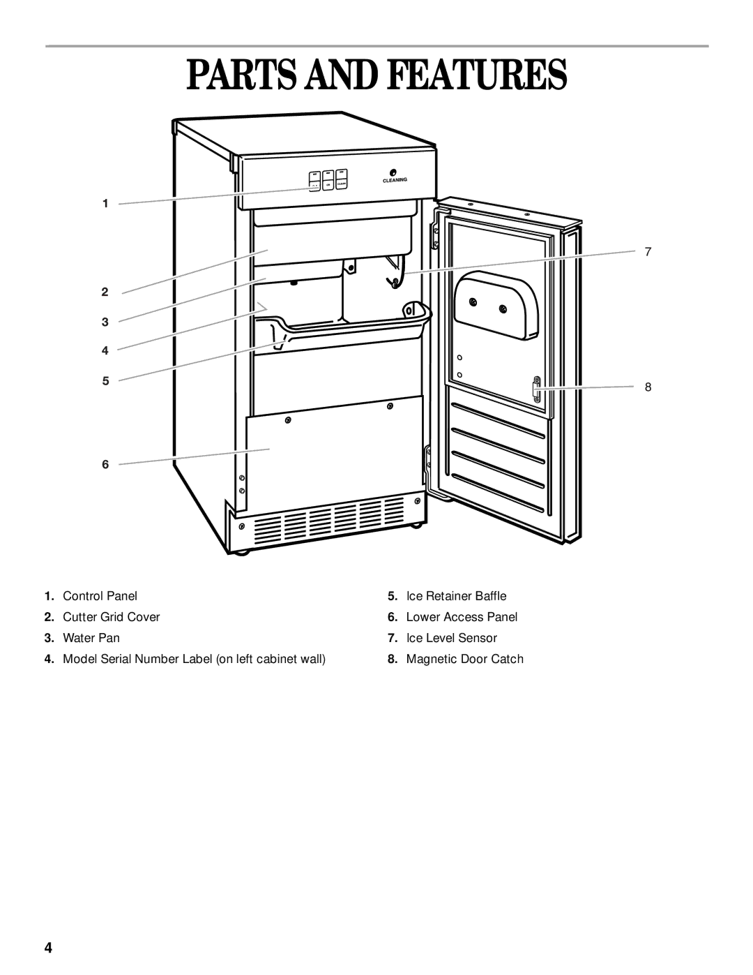 Whirlpool 2208357 manual Parts and Features 