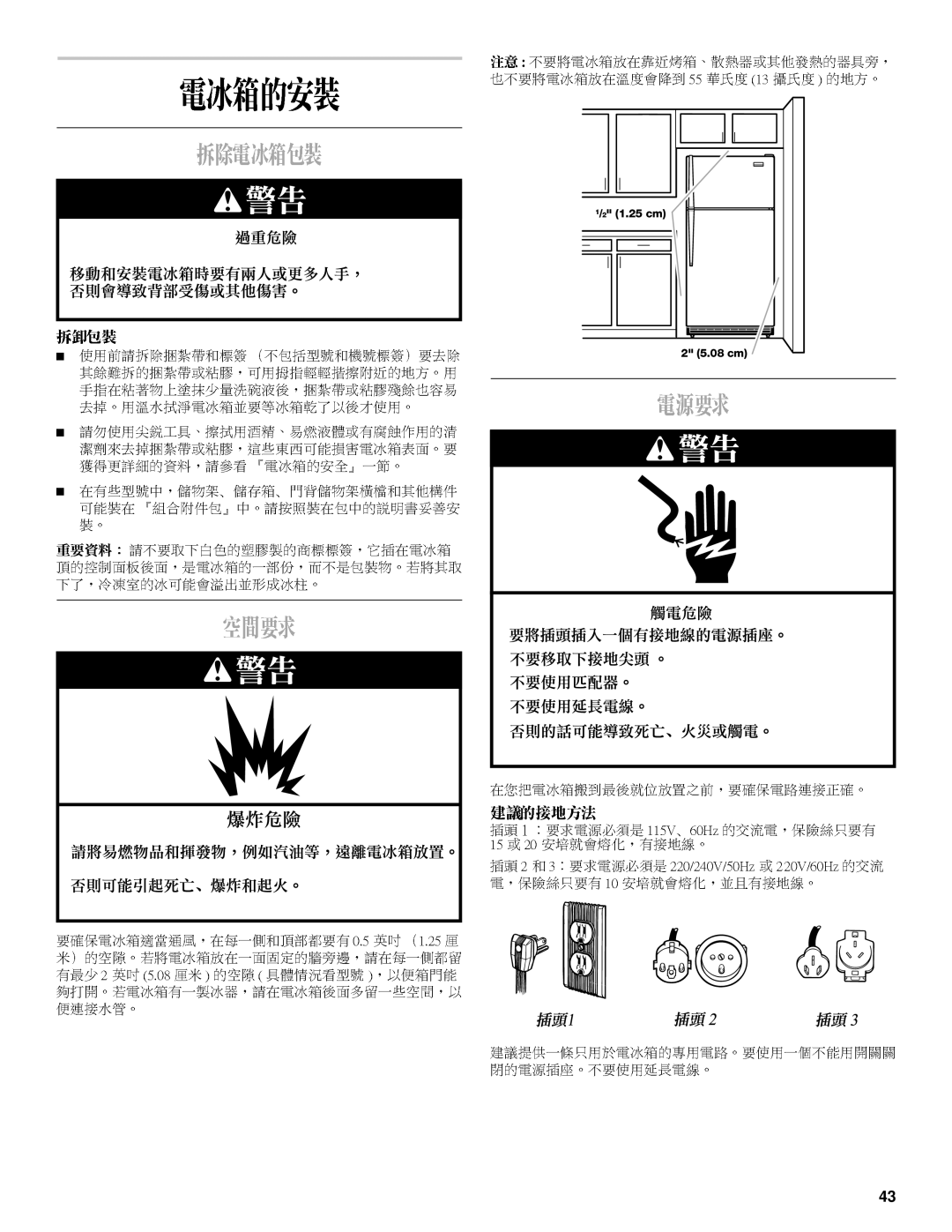 Whirlpool 2218585 manual 1.25 cm 08 cm 