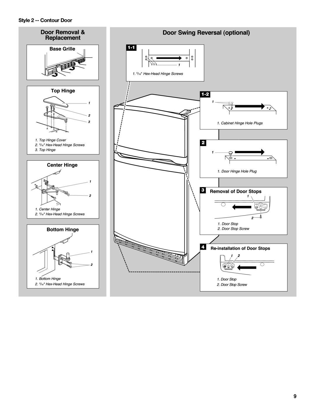 Whirlpool 2218585 manual Style 2 -- Contour Door 