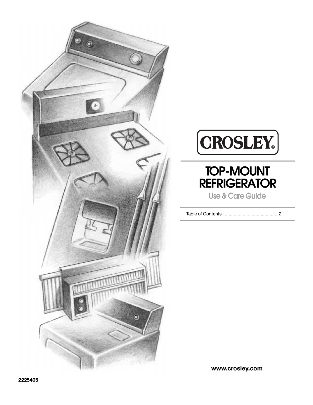 Whirlpool 2225405 manual TOP-MOUNT Refrigerator, Use & Care Guide 