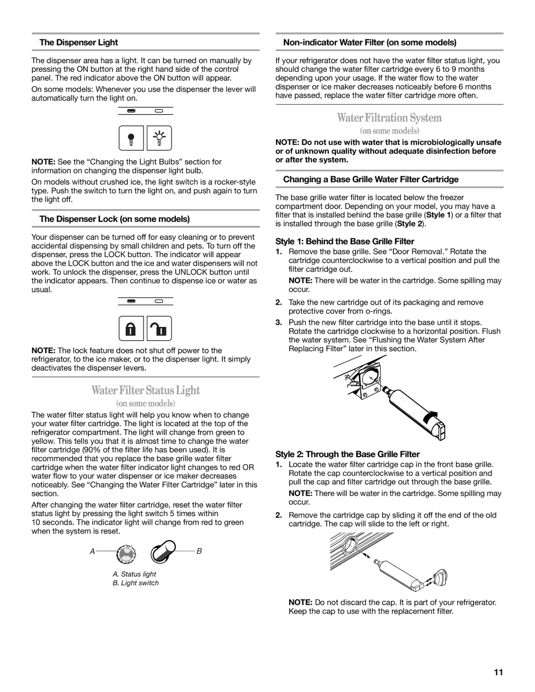 Whirlpool 2308045 manual WaterFilter StatusLight, WaterFiltrationSystem 