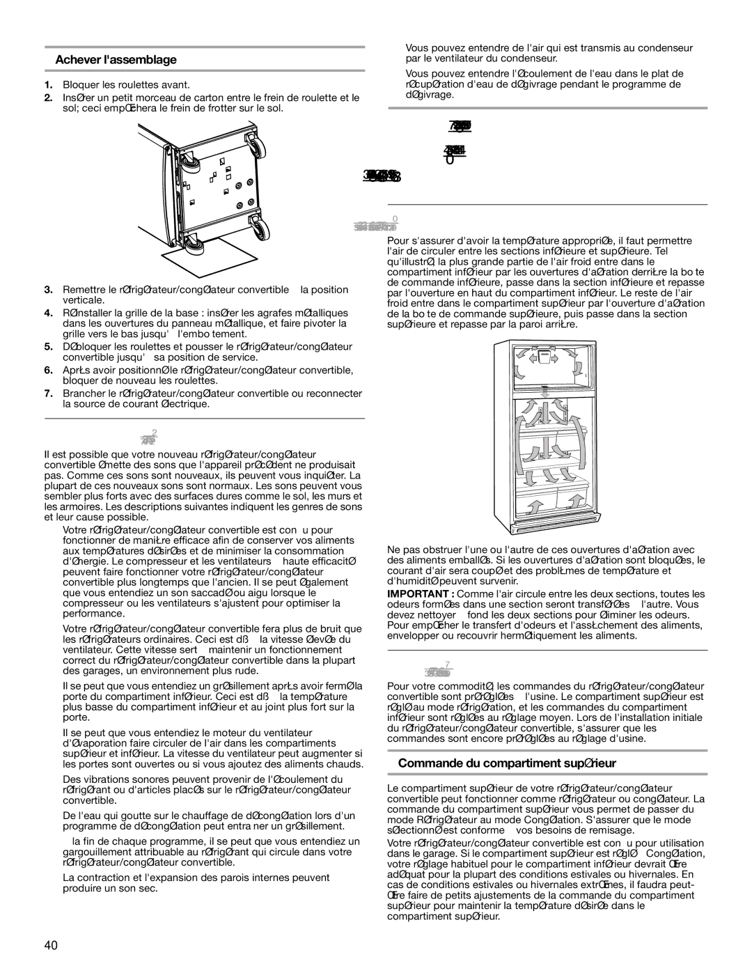 Whirlpool 2314466 manual Utilisation DU Réfrigérateur, Sons normaux, Pour assurer une circulation dair correcte 