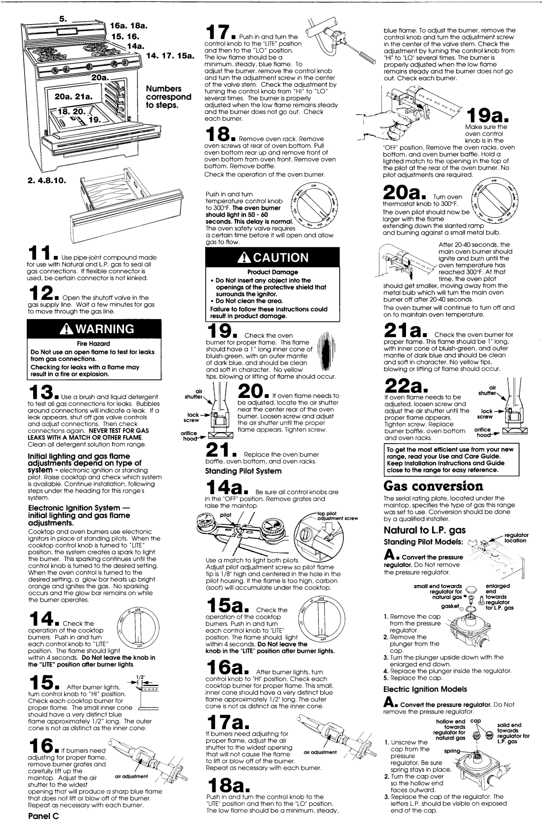 Whirlpool 30 installation instructions Gas conversion 