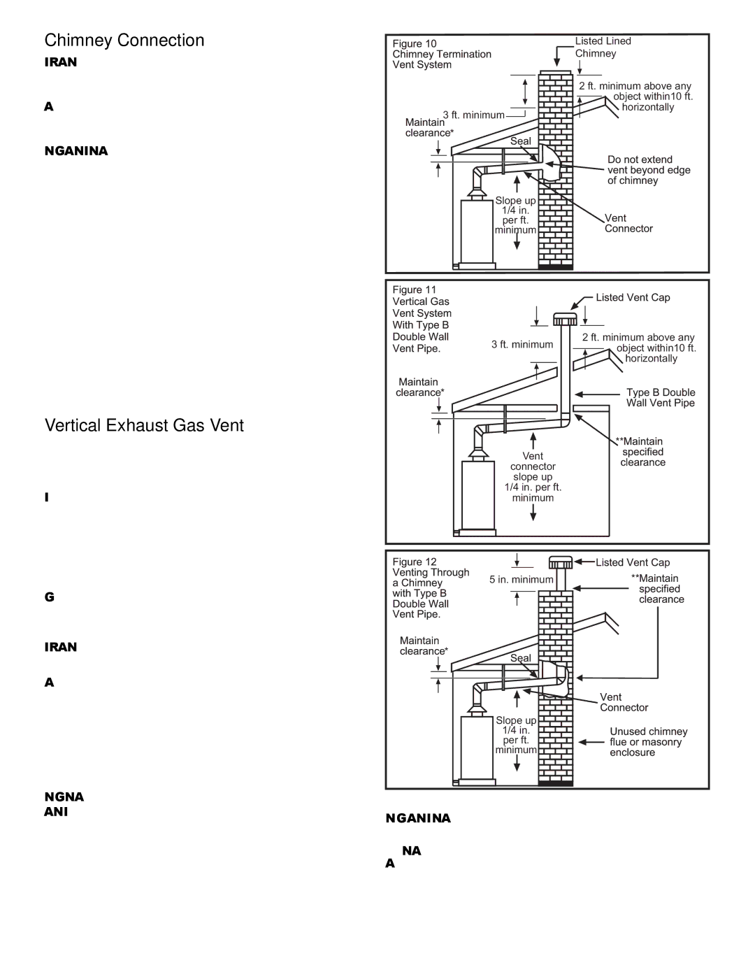 Whirlpool W10100910, 315420-000 warranty Chimney Connection, Vertical Exhaust Gas Vent 