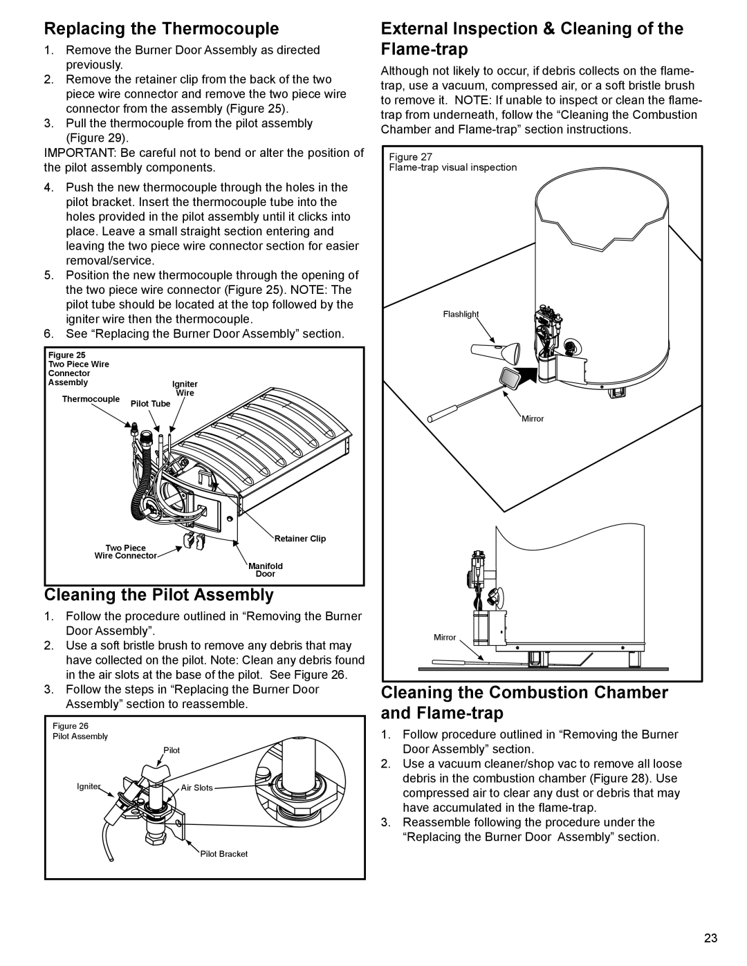 Whirlpool SG1J4040T3NOV 7K, 315422-000, W10123251, SG1J5040T3NOV 7K Replacing the Thermocouple, Cleaning the Pilot Assembly 