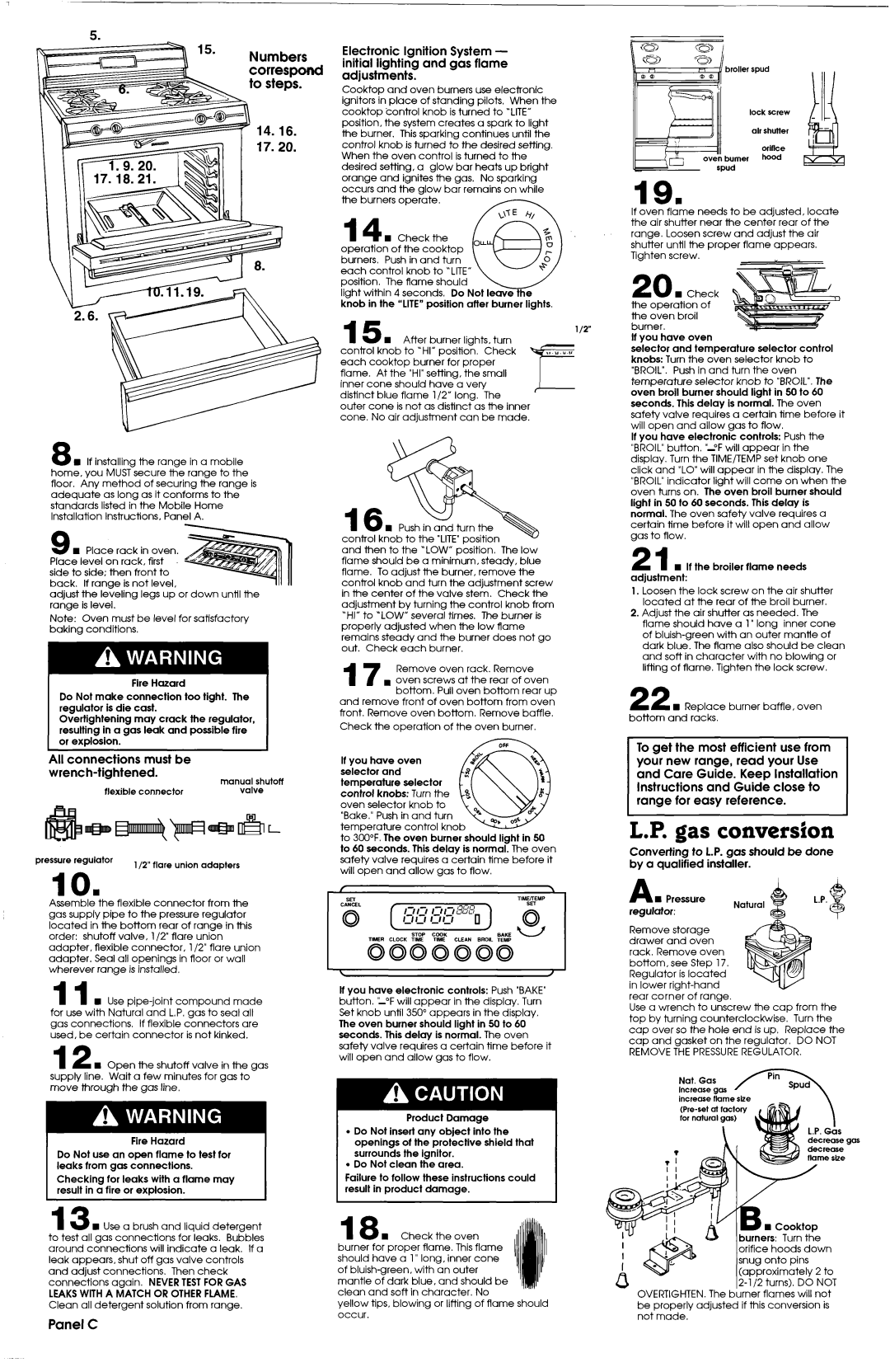 Whirlpool 316002904, 4371006 installation instructions Gas conversion, Panel C 