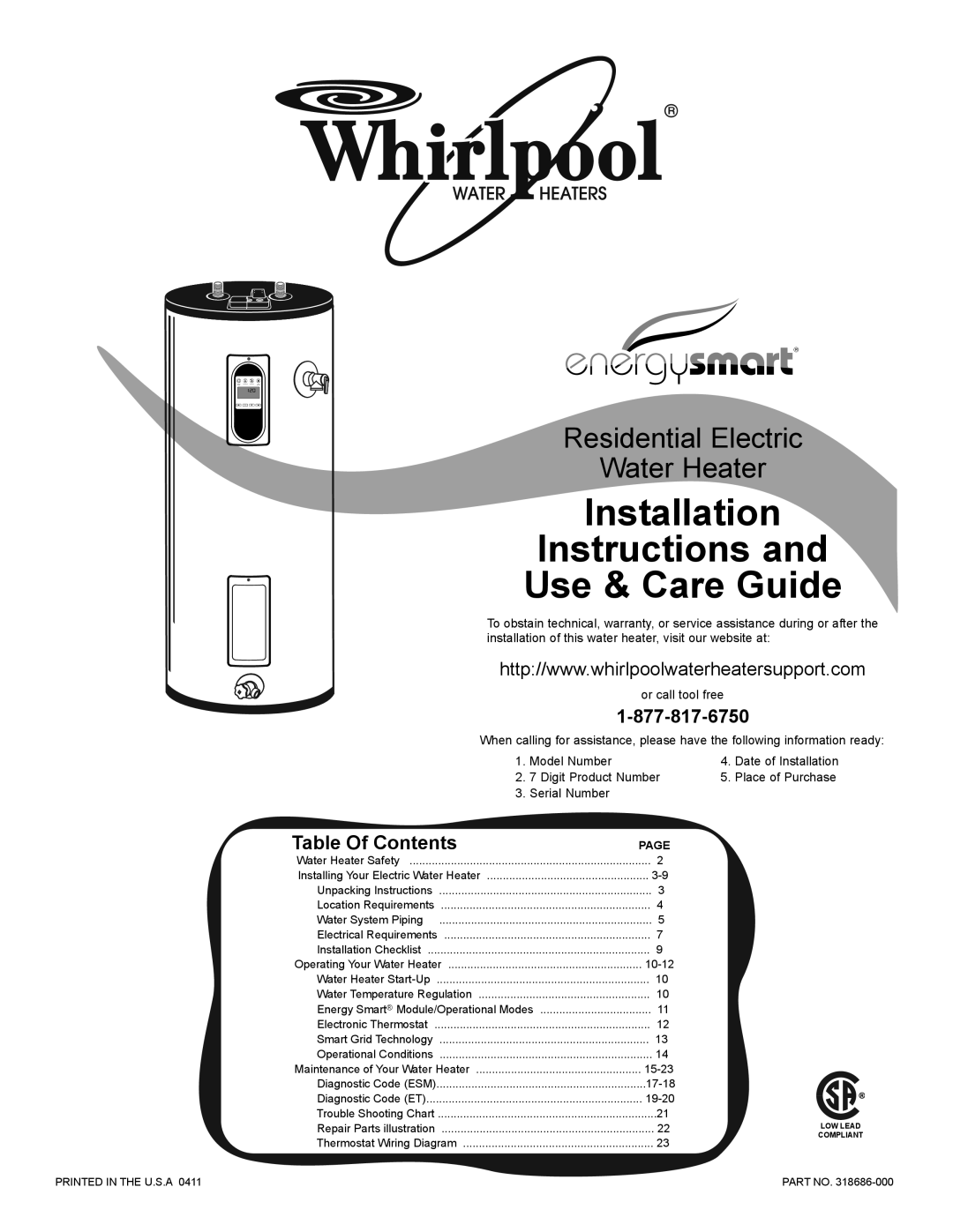 Whirlpool 318686-000 installation instructions Instructions 