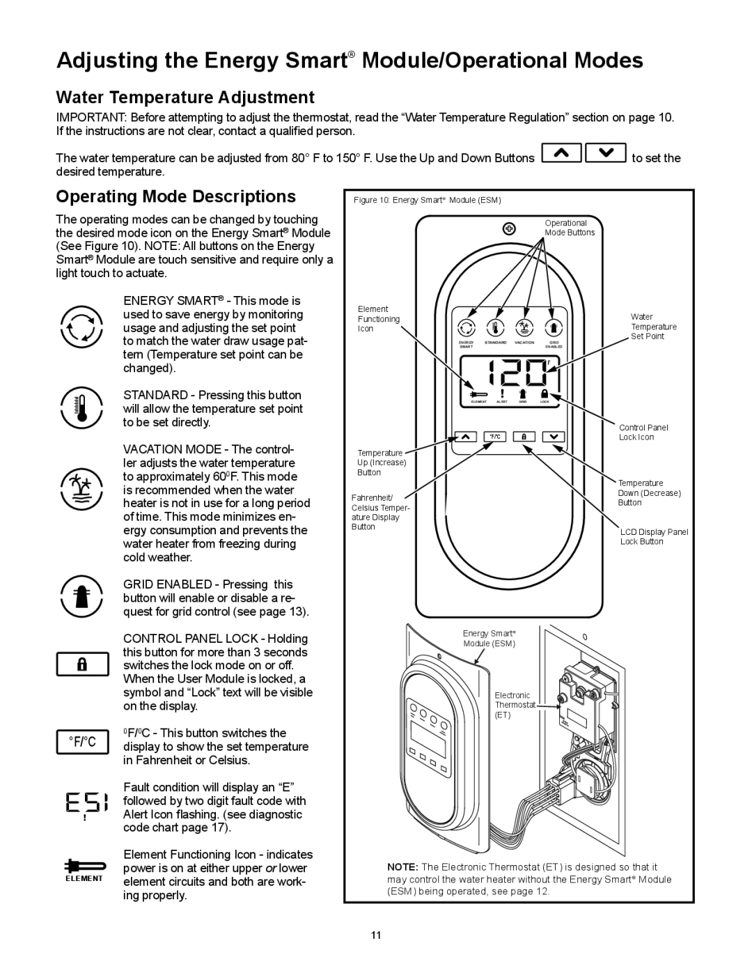 Whirlpool 318686-000 Adjusting the Energy Smart Module/Operational Modes, Water Temperature Adjustment 