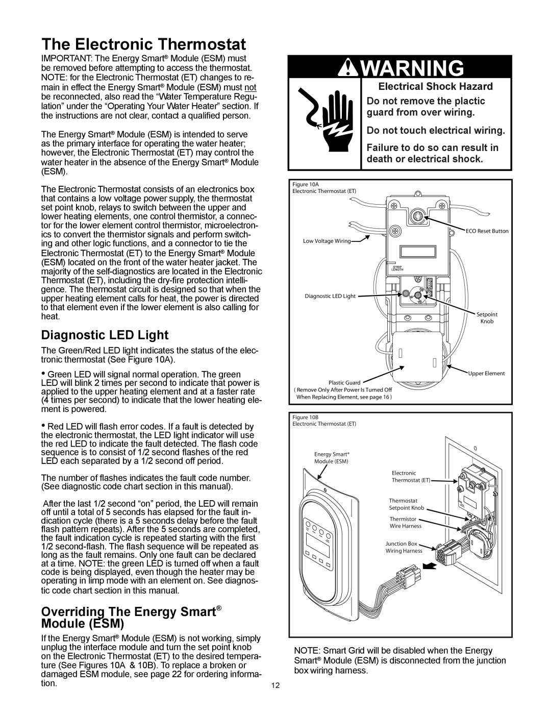 Whirlpool 318686-000 Electronic Thermostat, Diagnostic LED Light, Overriding The Energy Smart Module ESM 