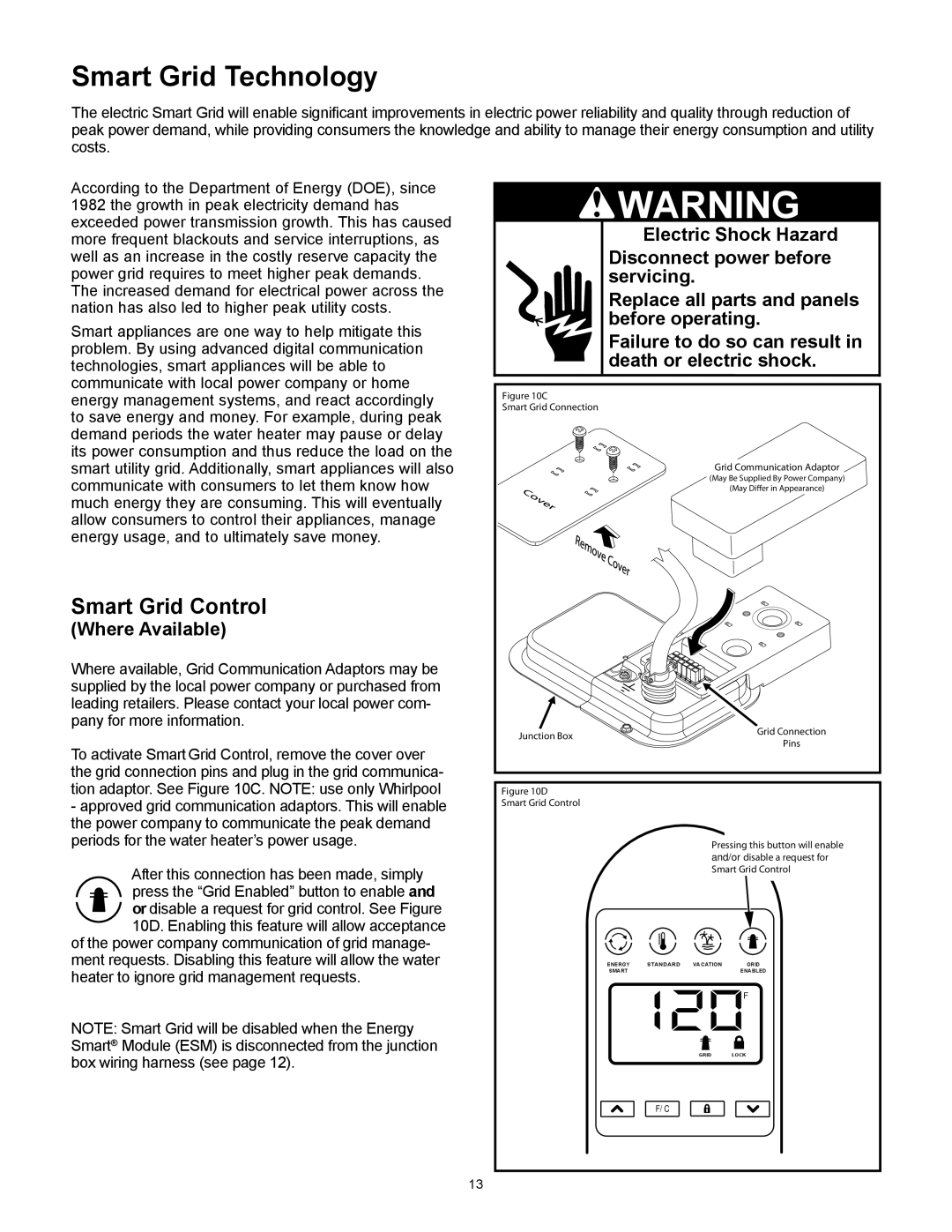 Whirlpool 318686-000 installation instructions Smart Grid Technology, Smart Grid Control, Where Available 