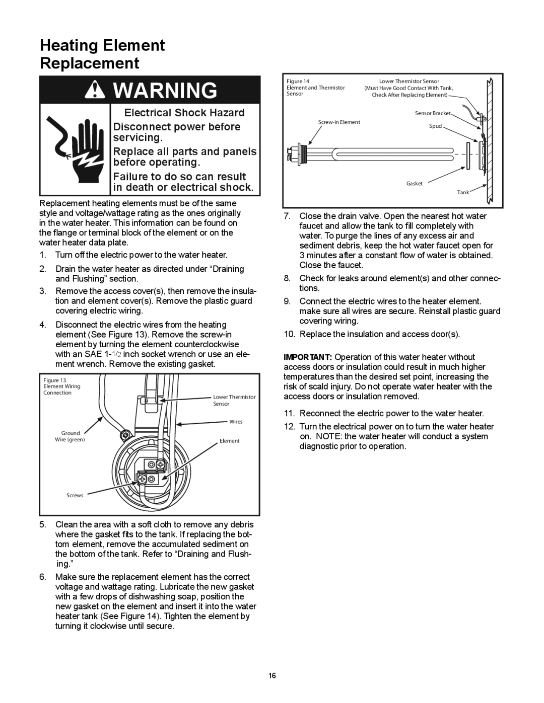 Whirlpool 318686-000 installation instructions Heating Element Replacement 