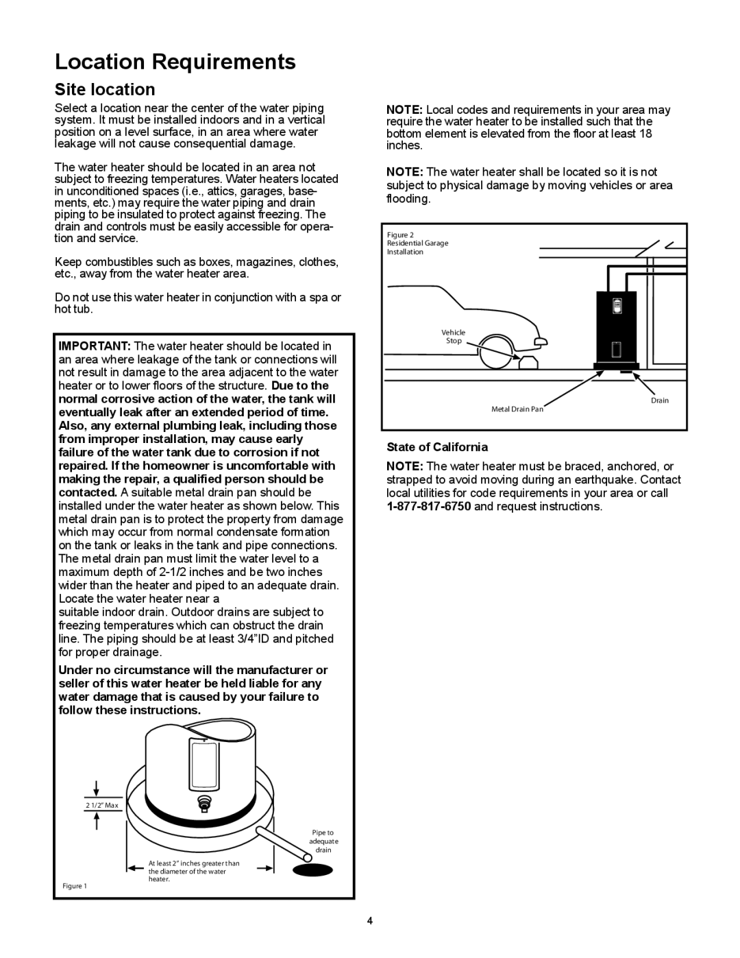 Whirlpool 318686-000 installation instructions Location Requirements, Site location 