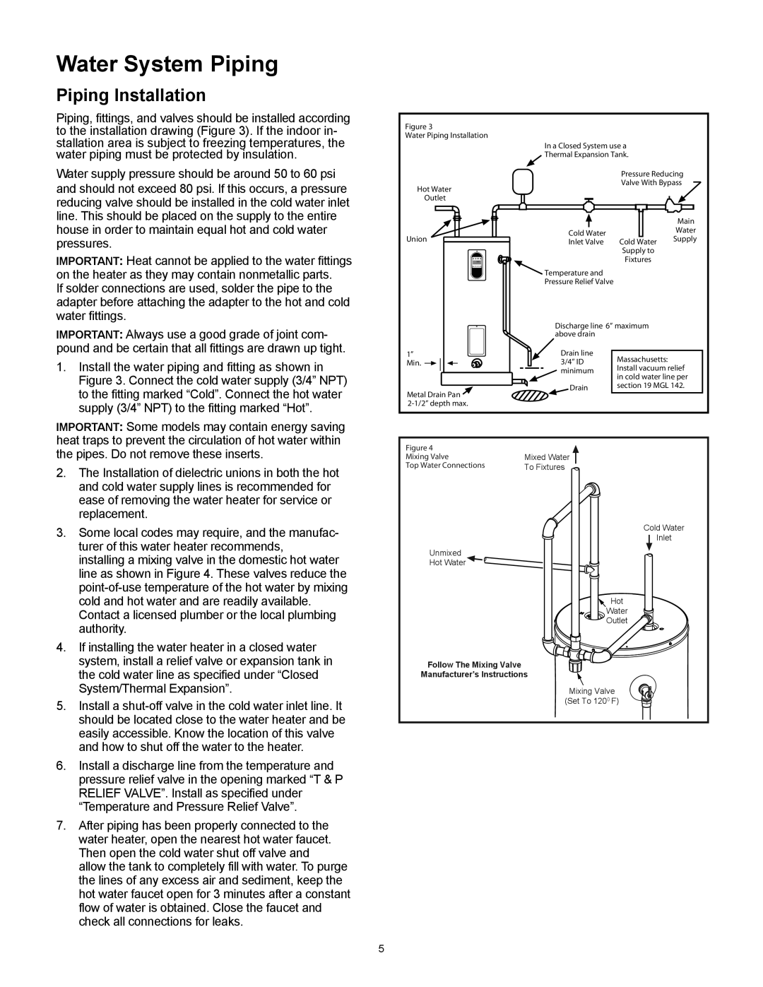 Whirlpool 318686-000 installation instructions Water System Piping, Piping Installation 