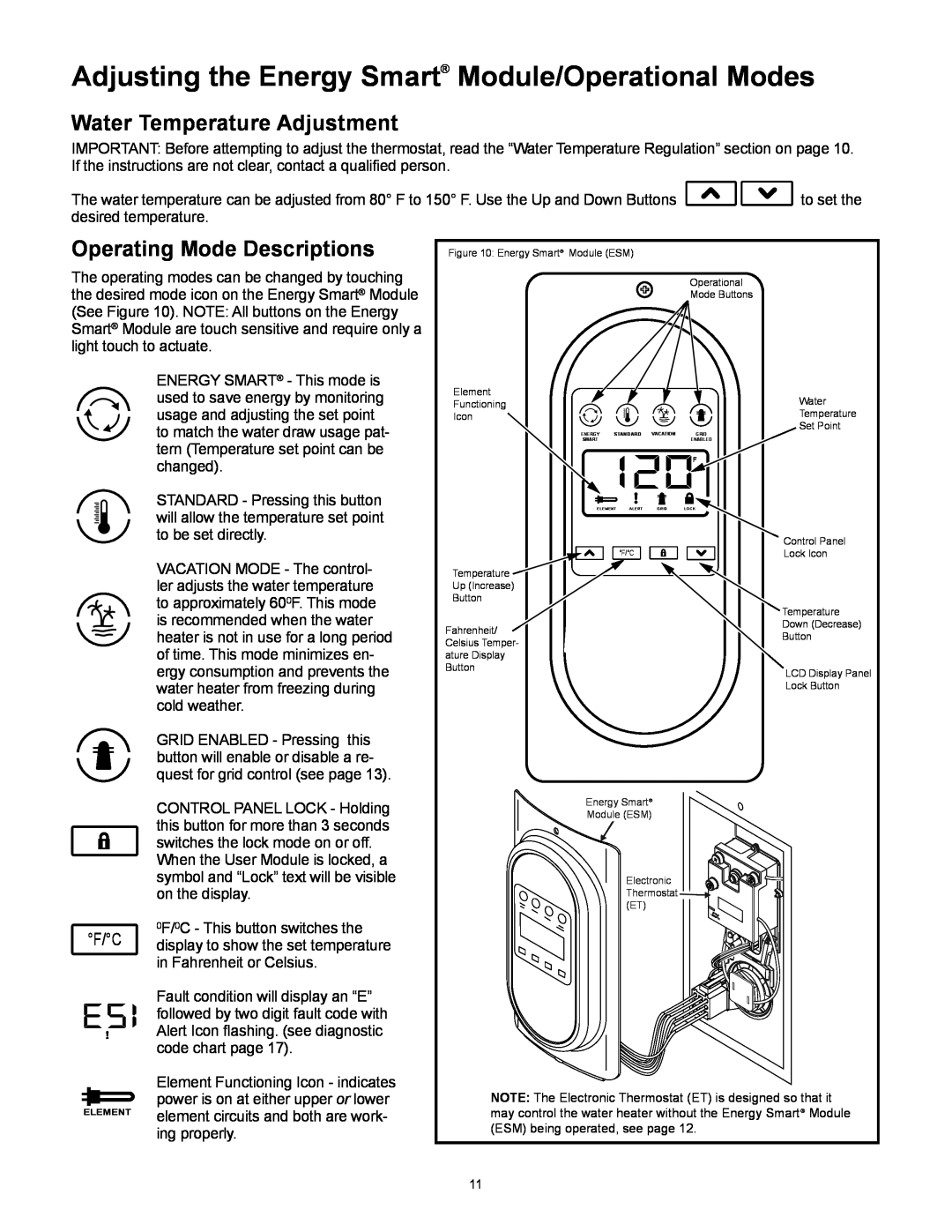 Whirlpool 318686-000 installation instructions Water Temperature Adjustment, Operating Mode Descriptions 