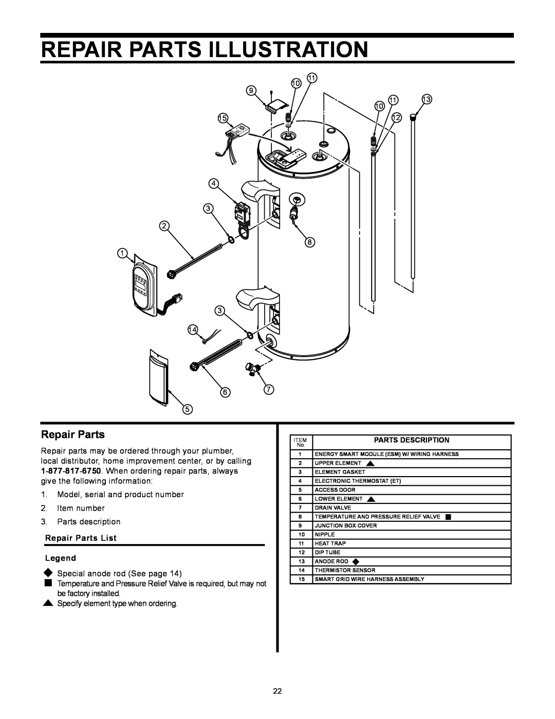 Whirlpool 318686-000 installation instructions Repair Parts Illustration, Repair Parts List Legend 