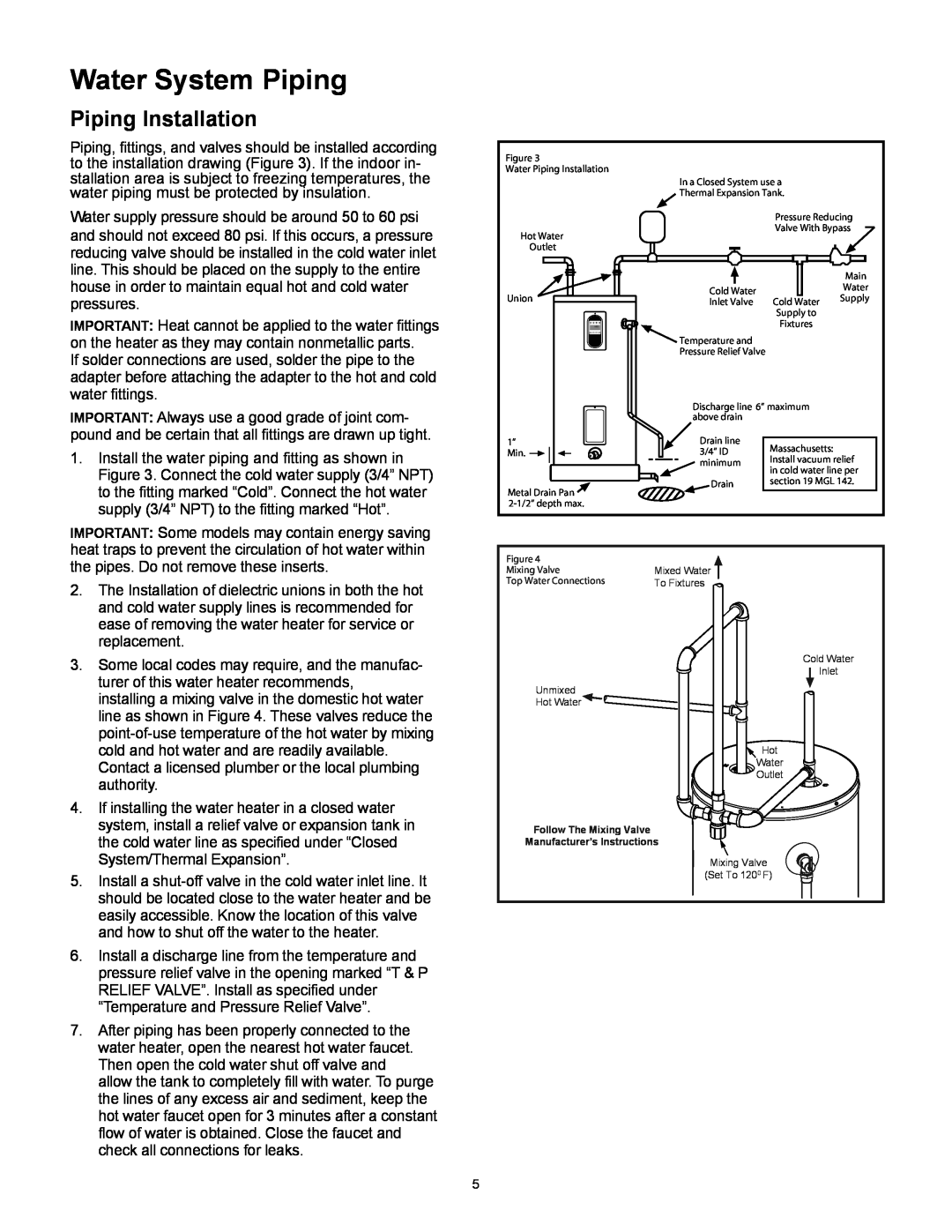 Whirlpool 318686-000 installation instructions Water System Piping, Piping Installation 
