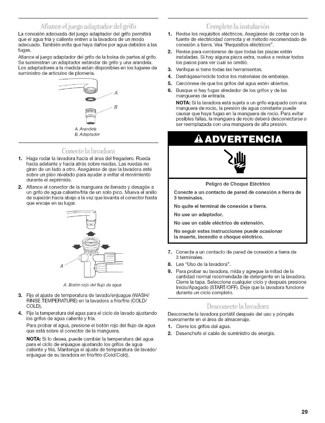 Whirlpool 326035915 manual Arandela Adaptador 