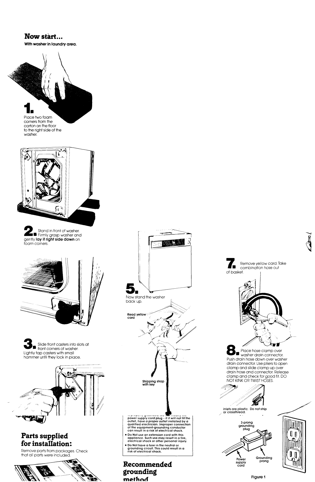 Whirlpool 334702G manual Now stikrt, Washer, Back 