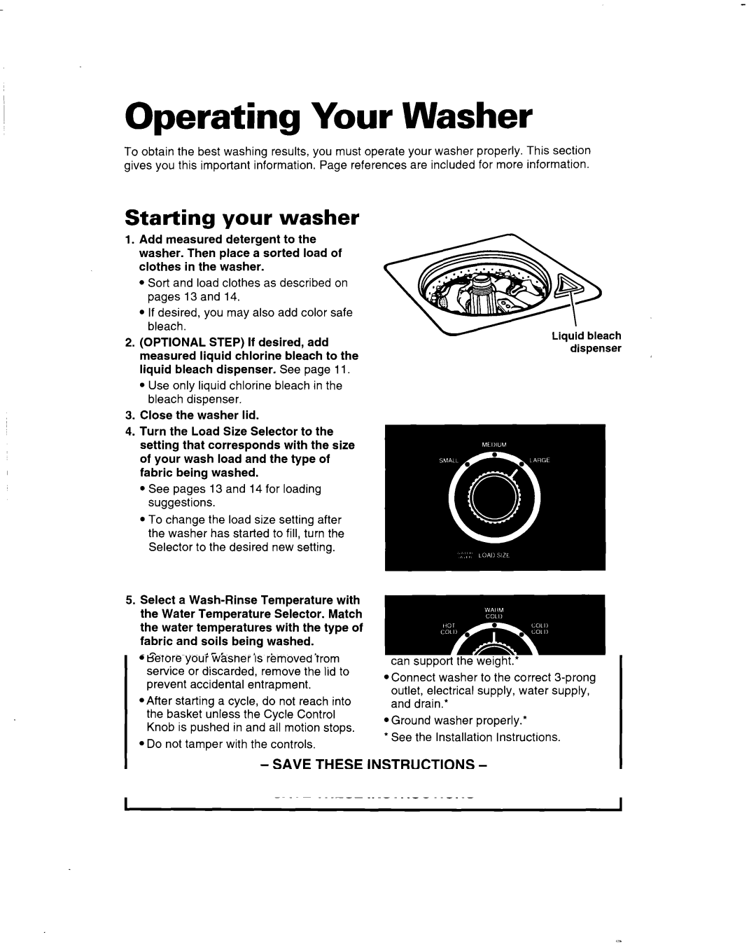 Whirlpool 3363560 warranty Operating Your Washer, Starting your washer 