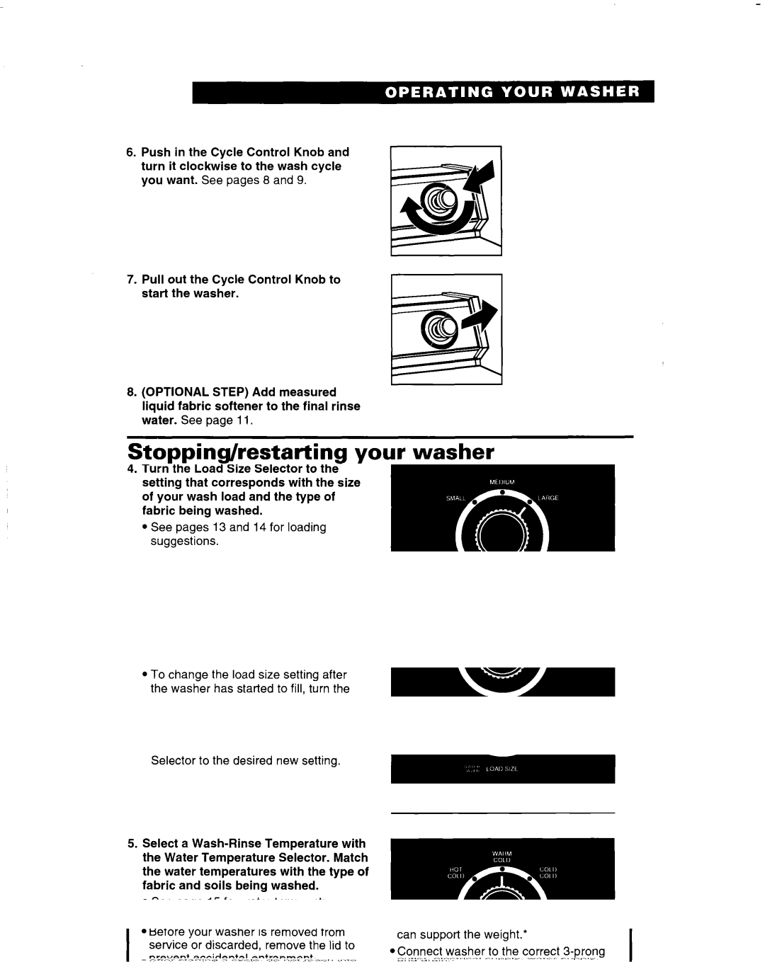 Whirlpool 3363560 warranty Stopping/restarting your washer 