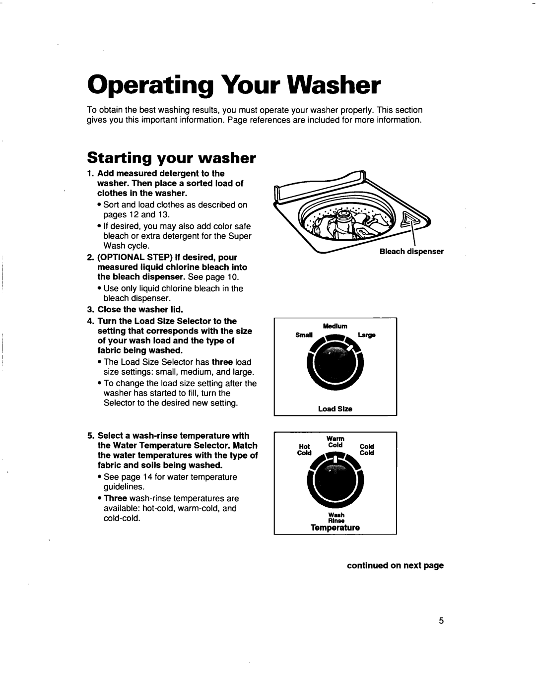 Whirlpool 3363565 warranty Operating Your Washer, Starting your washer 