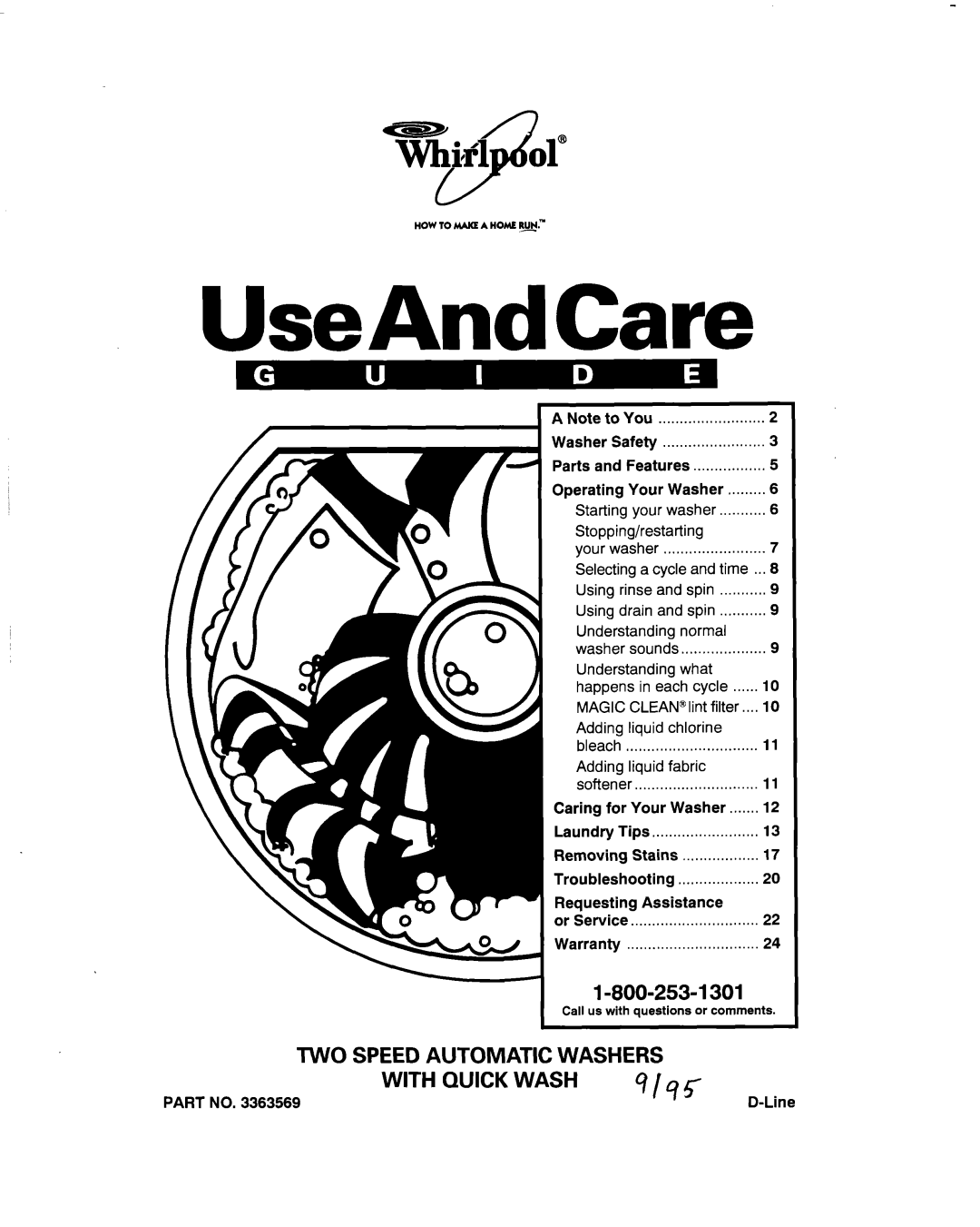 Whirlpool 3363569 warranty UseAndCare 