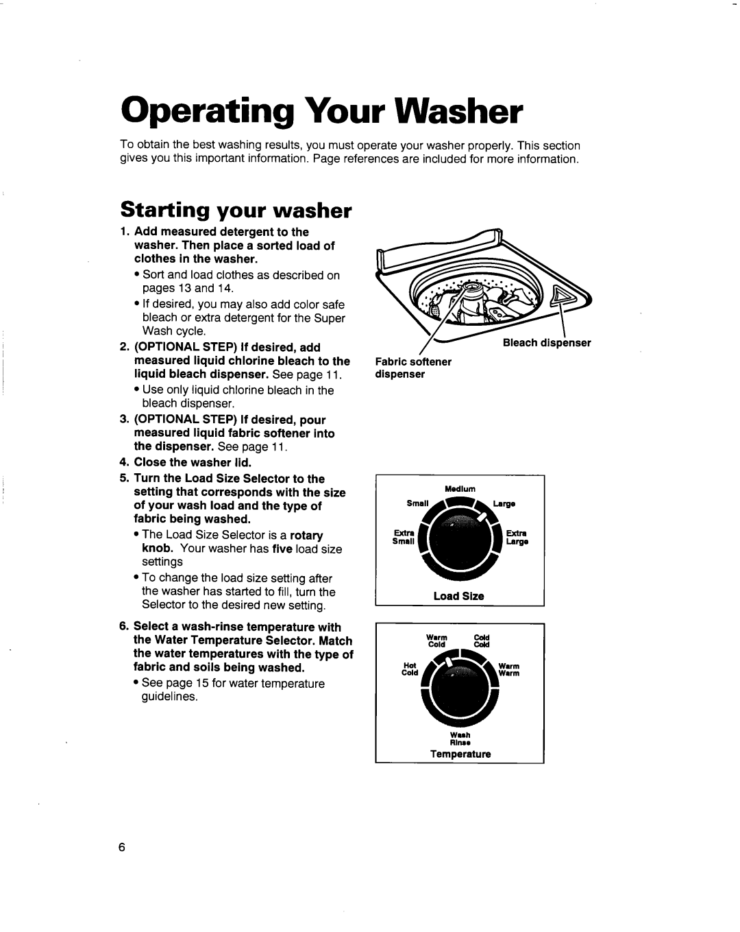 Whirlpool 3363569 warranty Operating Your Washer, Starting your washer 