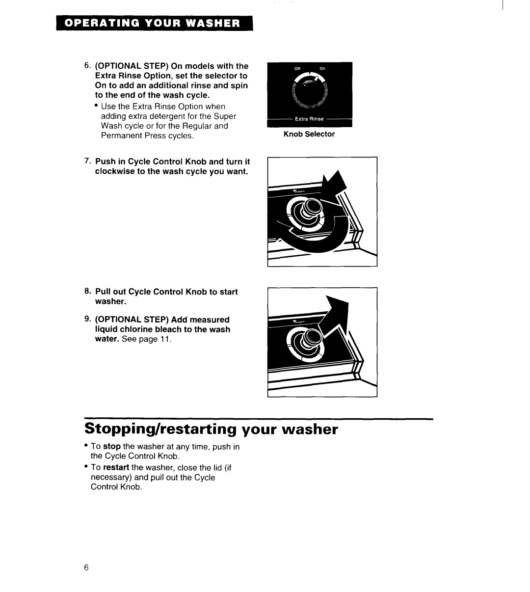 Whirlpool 3363834 warranty Stopping/restarting your washer 