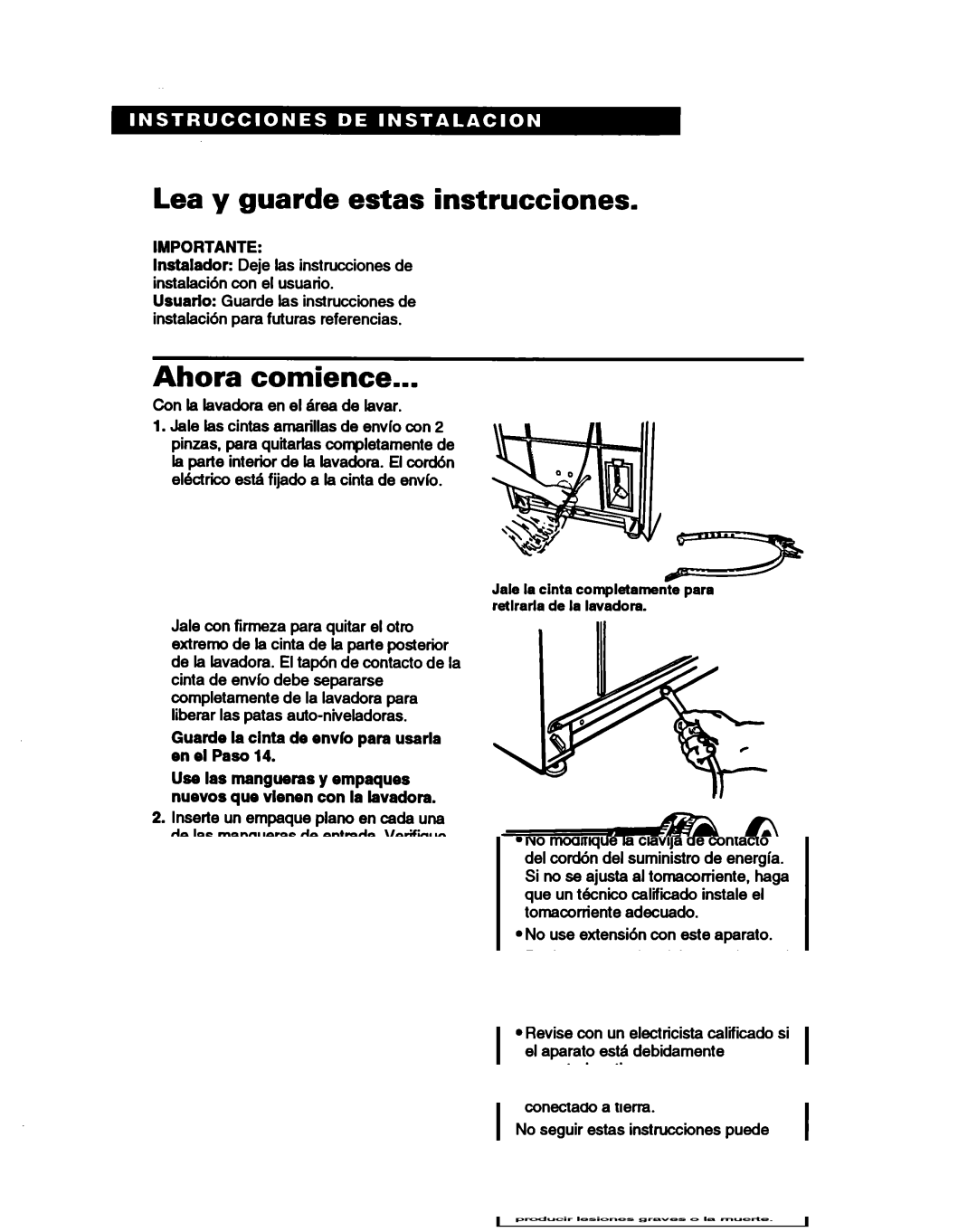 Whirlpool 3366860 warranty Lea y guarde estas instrucciones, Ahora comience, Importante 