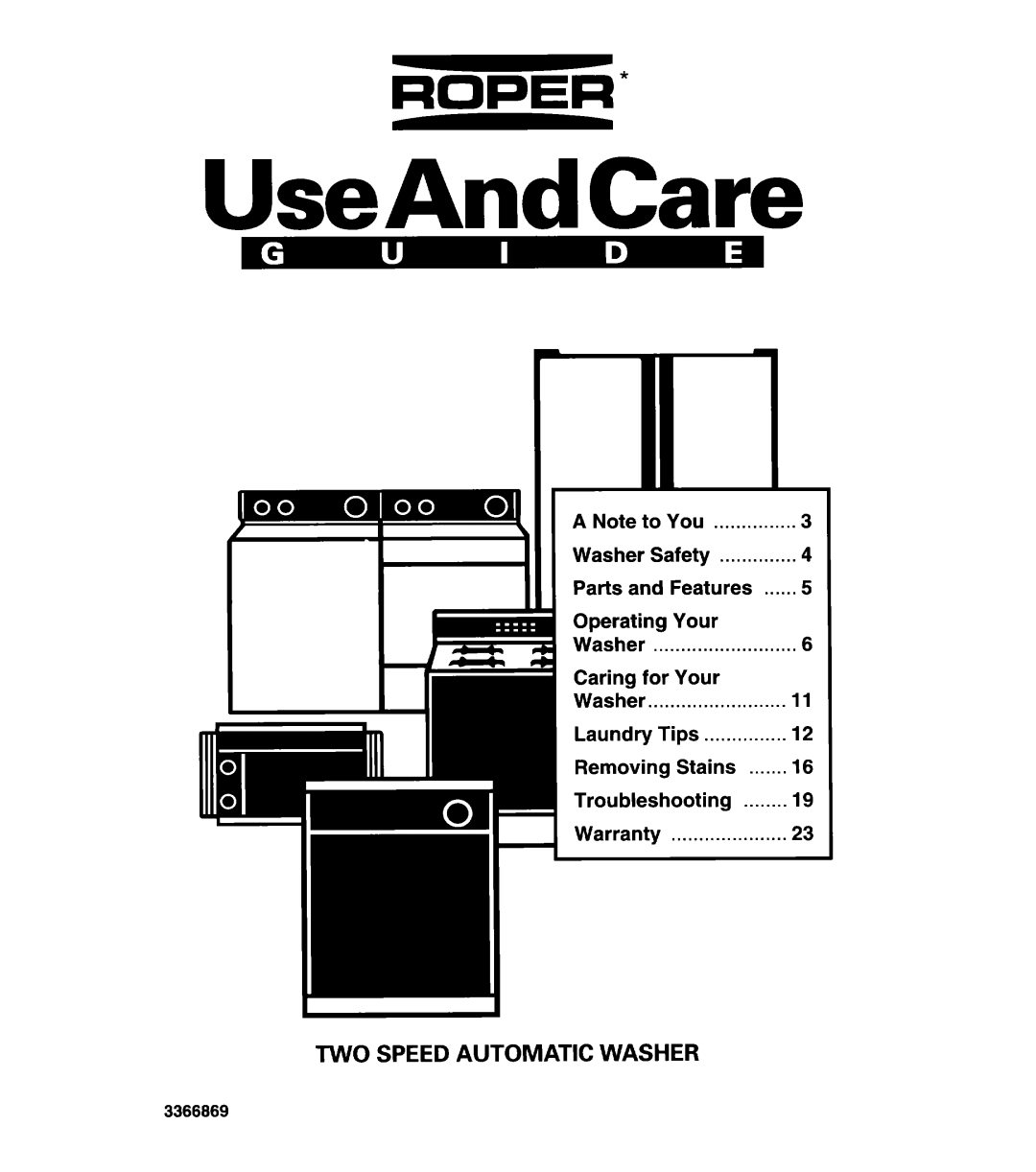 Whirlpool 3366869 warranty You Washer Safety Parts Features, Your Washer Caring For Your, Tips 