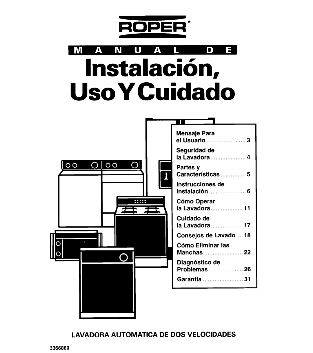 Whirlpool 3366869 warranty Instalacith UsoYCuidado 