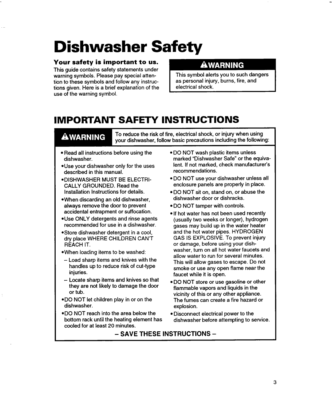 Whirlpool 3376809 warranty Dishwasher Safety, Your safety is important to us, Reach IT 