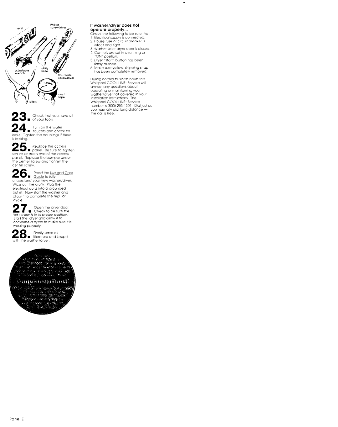 Whirlpool 3389589 installation instructions If washer/drver does not Operate pioberly, Cool-Line’ 