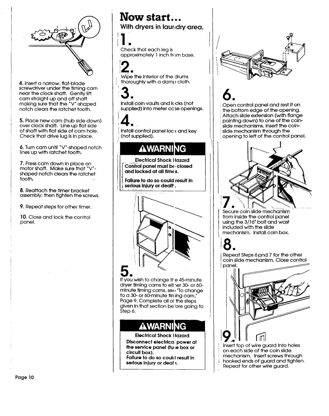 Whirlpool 3390148 installation instructions 911r, Now start, IWith dryers in laurldry area, Pan, 14= 