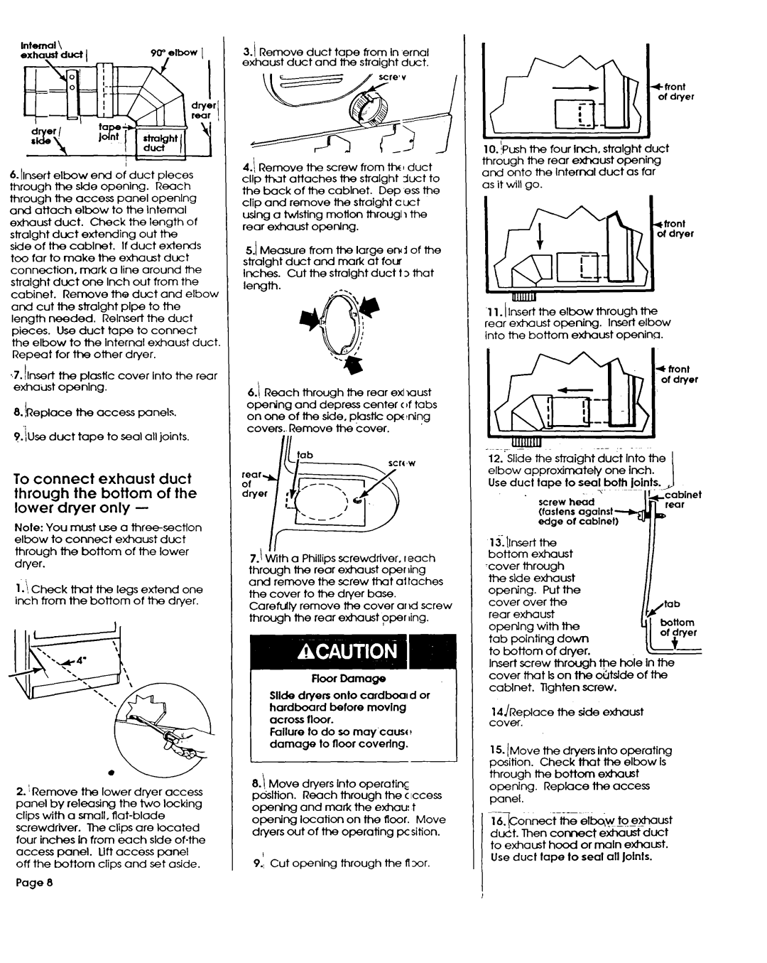 Whirlpool 3390148 installation instructions If duct Extends Too far to make the exhaust duct 