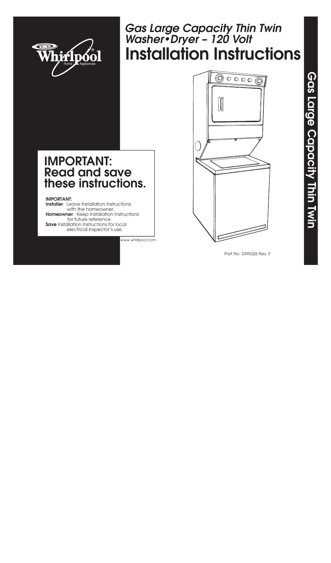 Whirlpool 3395326 installation instructions Installation Instructions 