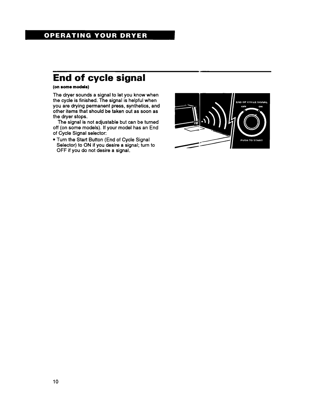 Whirlpool 3396311 manual End of cycle signal 