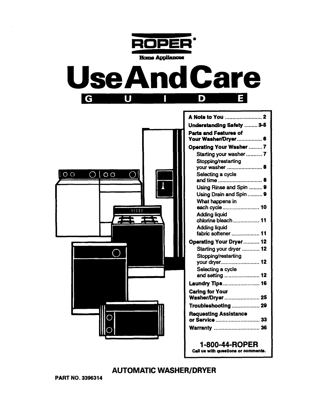 Whirlpool 3396314 warranty Understanding, Parts, Your, Operating, Caring Tar, Assistance 