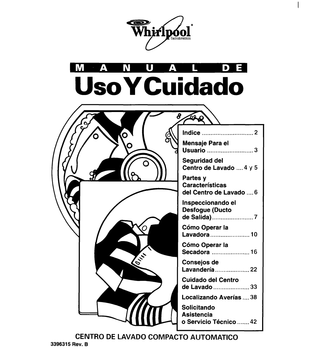 Whirlpool 3396315 manual Centro DE Lavado COMPACT0 AUTOMATIC0 