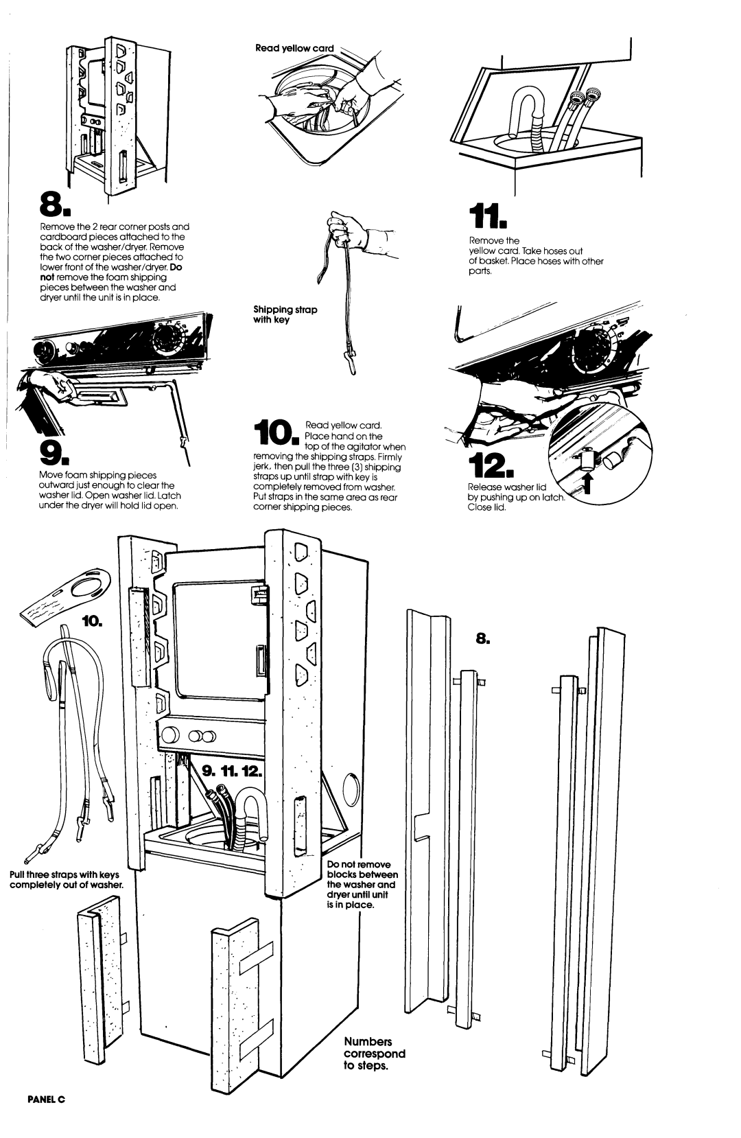 Whirlpool 3397512 installation instructions 0, Dryer until unit is in place, Panelc 