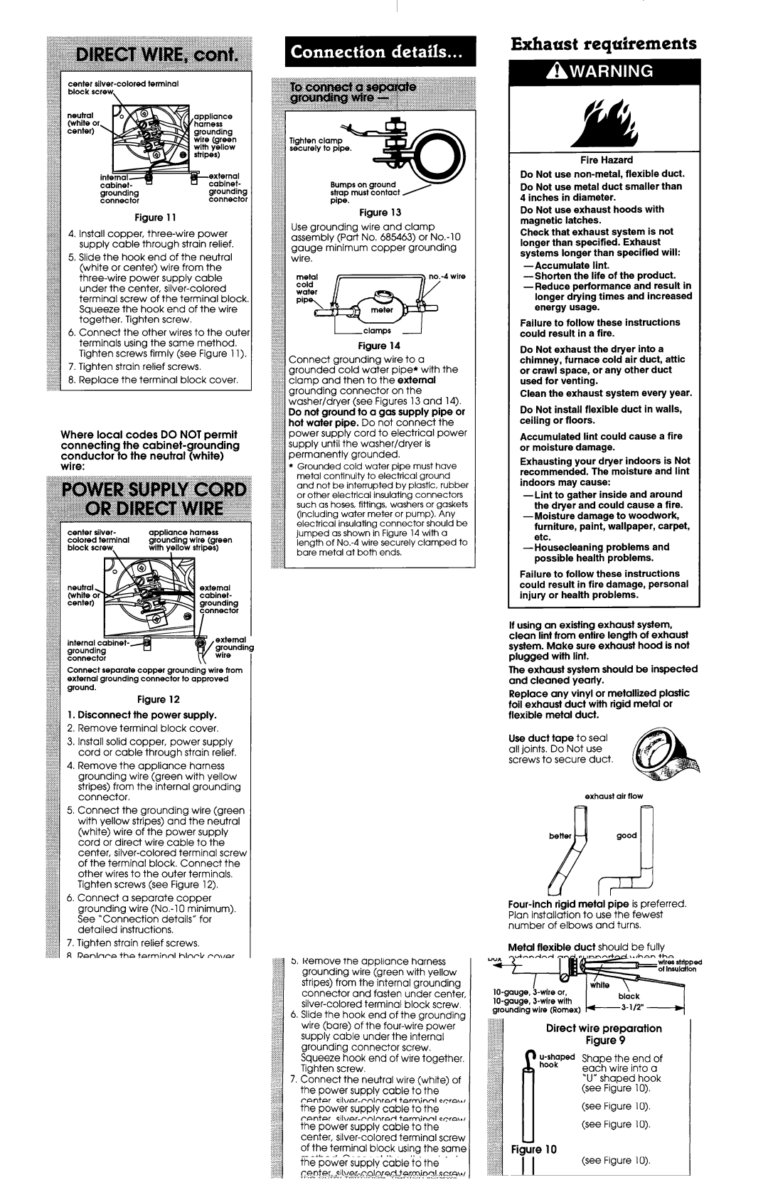 Whirlpool 3397612 installation instructions Exhaust requirements, Panel C 